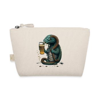 Coole Echse mit Bier Comic Illustration - Bio-Täschchen - Natur - Vorne