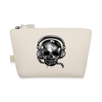 Skull skull with headphones in chrome look - Organic Pouch - nature - Front
