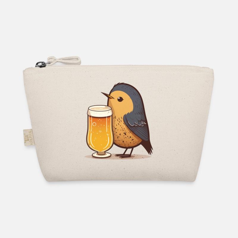Kleiner Vogel mit Bier Bio-Täschchen
