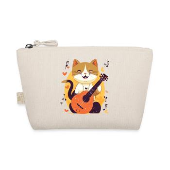 Süße Katze mit Gitarre - Bio-Täschchen - Natur - Vorne