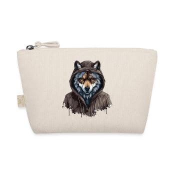 Grauer Wolf im Streetstyle | Wolfsliebhaber - Bio-Täschchen - Natur - Vorne