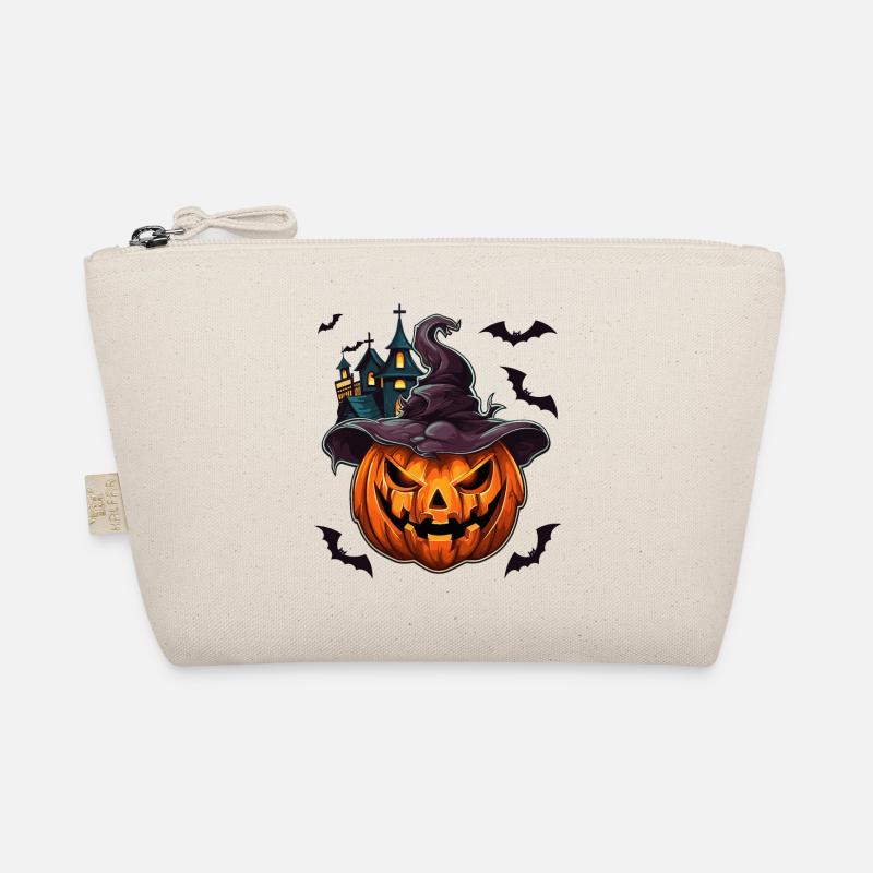 Halloween pumpkin and its haunted castle Organic Pouch