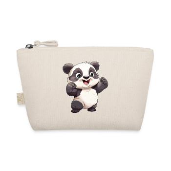 Panda Bär Freut Sich Lacht Süß Niedlich Cartoon - Bio-Täschchen - Natur - Vorne