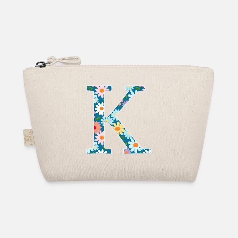 Personalisierbar Monogramm K Blumenmuster Bio-Täschchen