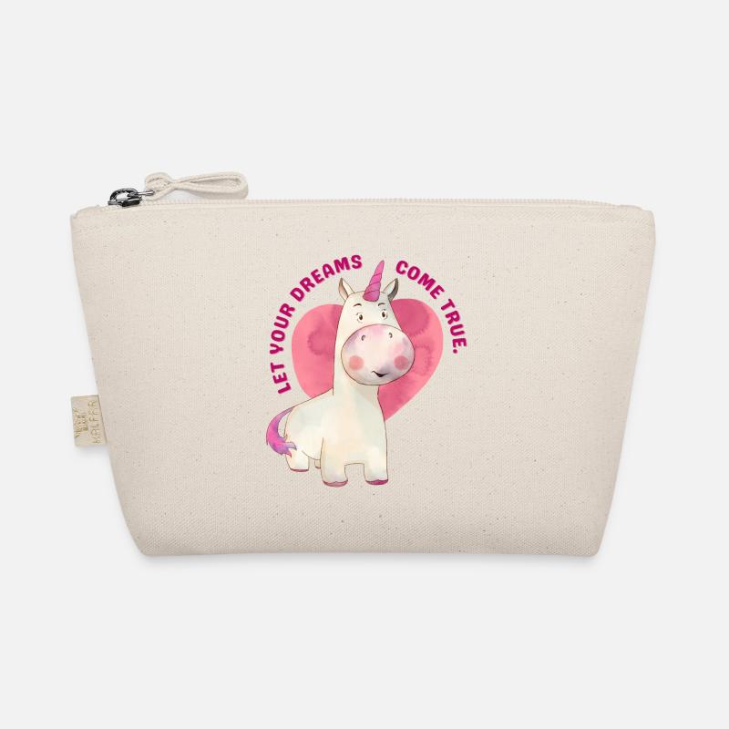 Süßes Einhorn "Let you dreams come true" - Bio-Täschchen - Natur