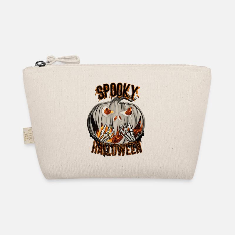 Spooky Halloween Spooky Pumpkin with Spider Web - Organic Pouch - nature