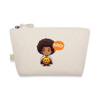 Niedlicher Kinder-Halloween-Vampir mit Kürbis - Bio-Täschchen - Natur - Vorne