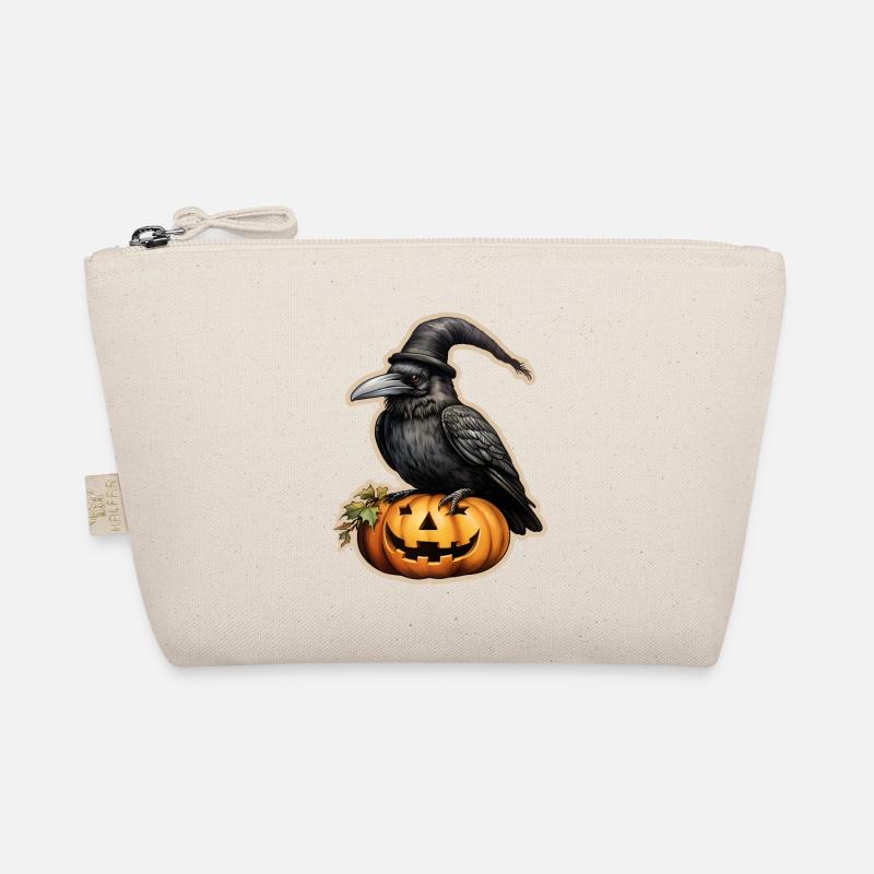 Halloween Rabe 3 - Bio-Täschchen - Natur