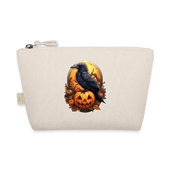 Halloween Rabe auf Kürbis - Bio-Täschchen - Natur - Vorne