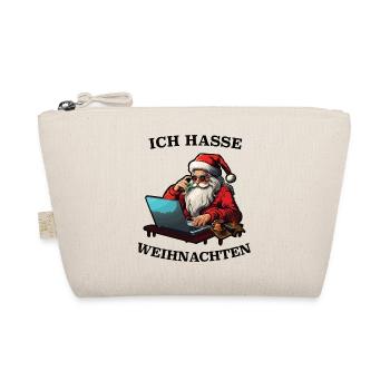 Weihnachts-Santa am Laptop Humor - Bio-Täschchen - Natur - Vorne
