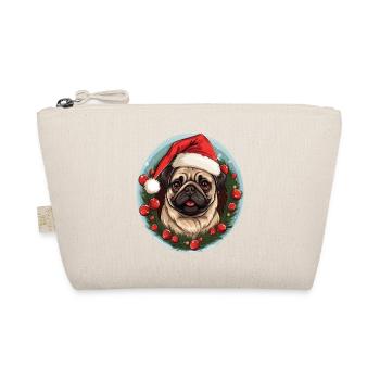 A cute dog of the Pug breed celebrating Christmas - Organic Pouch - nature - Front