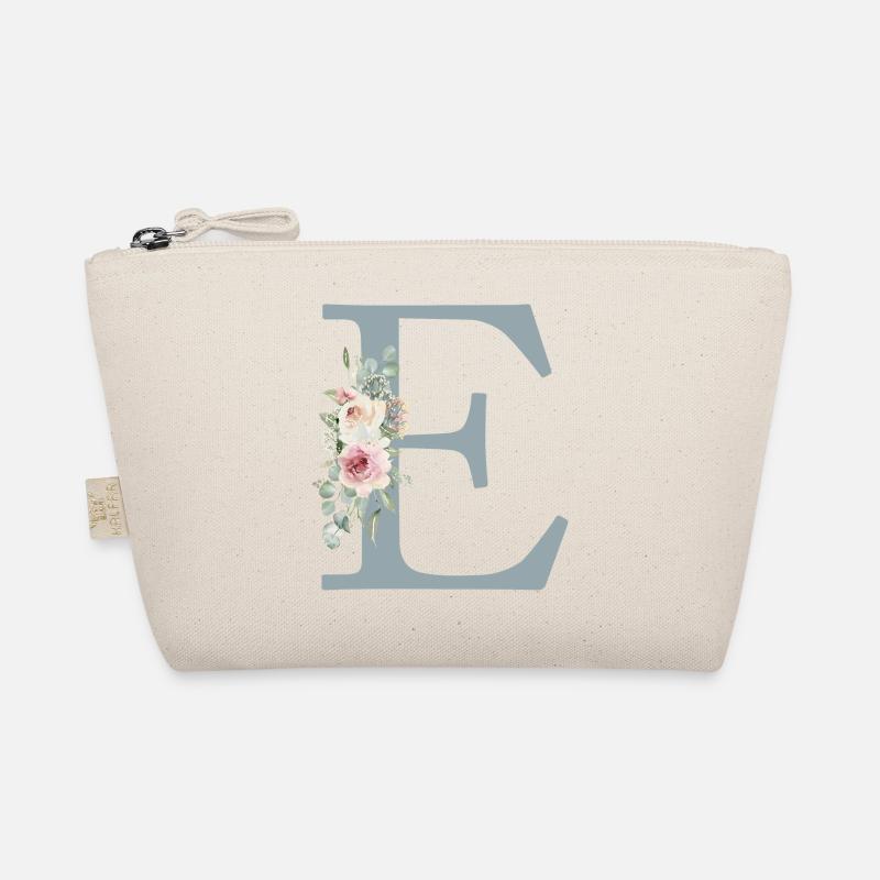 E| Monogram | Eucalyptus Pastel Flower Blue Organic Pouch