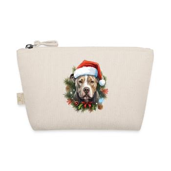 Hund der Rasse Pitbull feiert Weihnachten mit Ihnen - Bio-Täschchen - Natur - Vorne