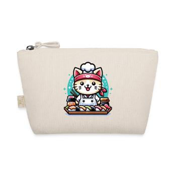 Un chat kawaii chef sushi japonais - Trousse biologique - nature - Devant