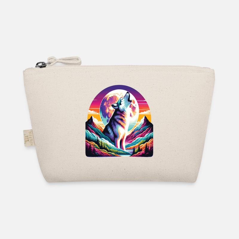 Wolf howling under the colorful moon - Organic Pouch - nature