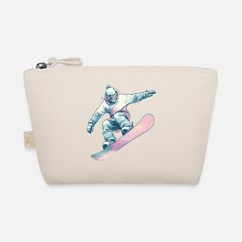 Snowboarder mit Pastellfarben Bio-Täschchen