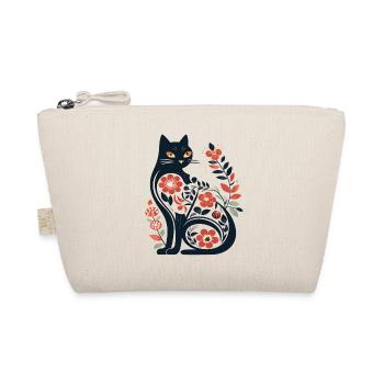 Cat silhouette with floral patterns - Organic Pouch - nature - Front