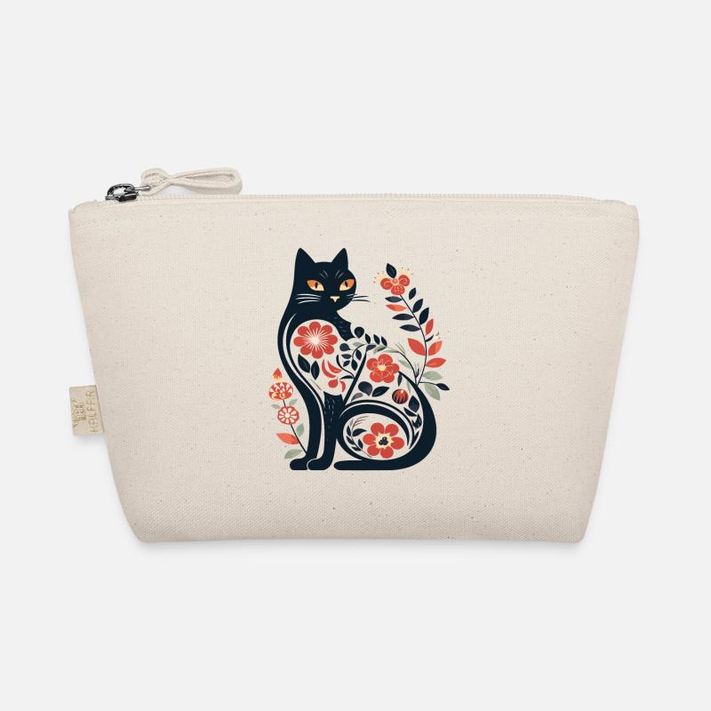 Cat silhouette with floral patterns Organic Pouch
