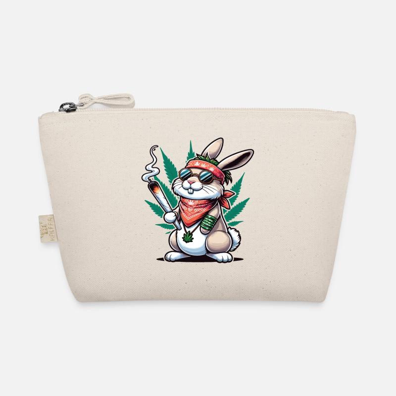 Ein Hippie-Hase, der einen Cannabis-Joint raucht Bio-Täschchen