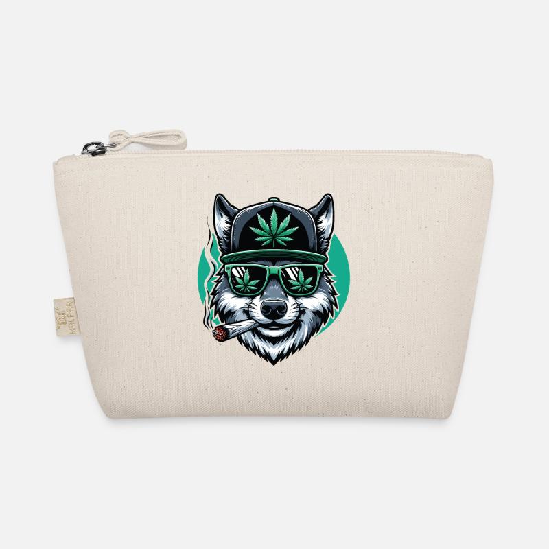 Ein Wolf raucht einen Marihuana-Joint Bio-Täschchen
