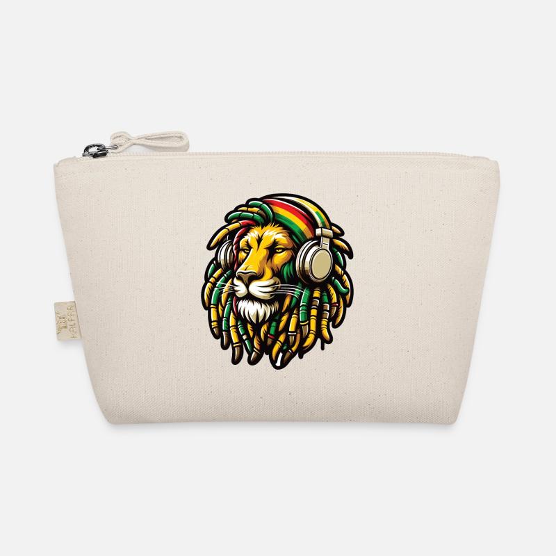 Ein Rasta-Löwe mit Dreadlocks und Kopfhörern - Bio-Täschchen - Natur