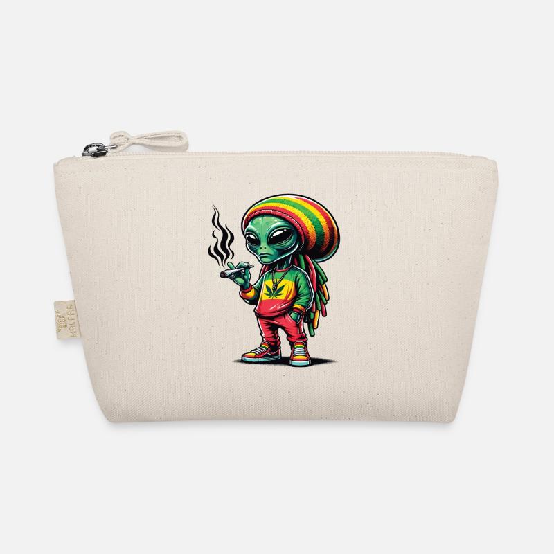 A Rasta alien smoking a cannabis joint Organic Pouch