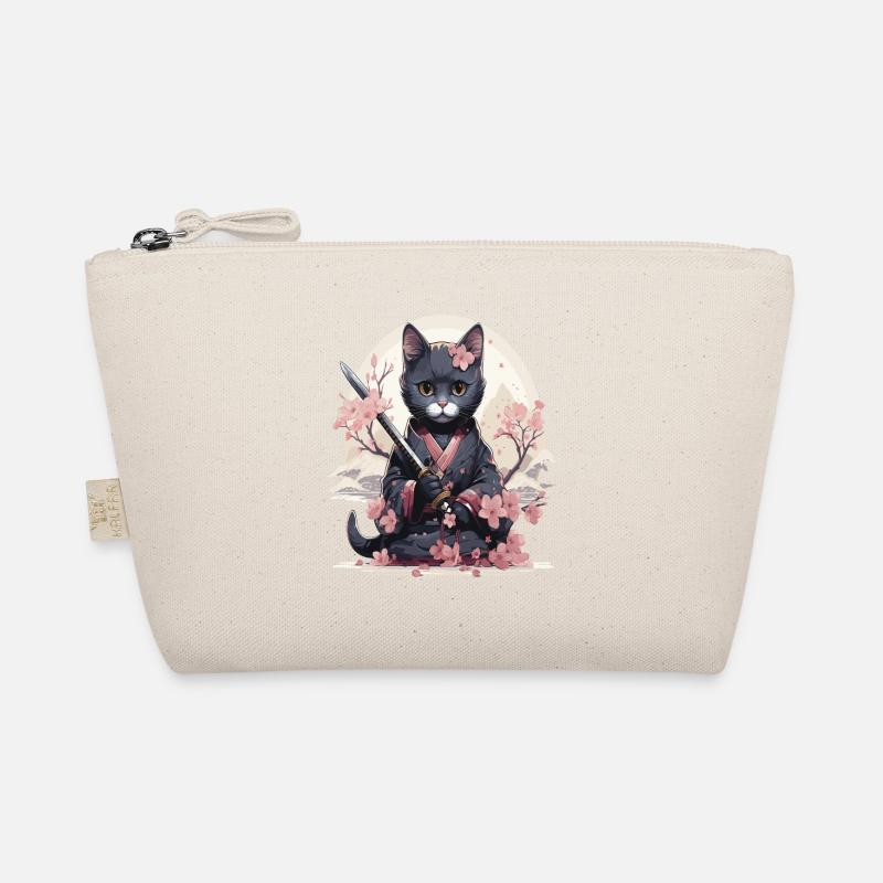 Kawaii-Katze im Samurai-Outfit im japanischen Stil Bio-Täschchen
