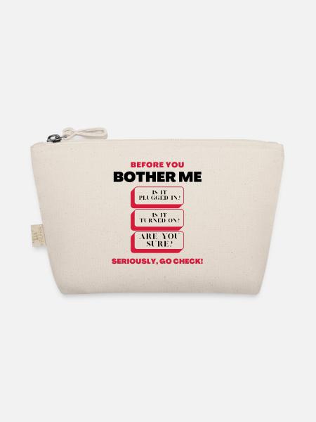 Before You Bother Me Funny Tech Support Checklist - Organic Pouch - nature - Front