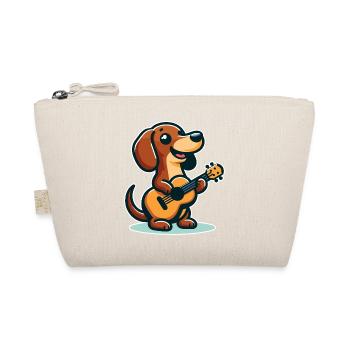 Cute Dachshund playing Guitar - Organic Pouch - nature - Front