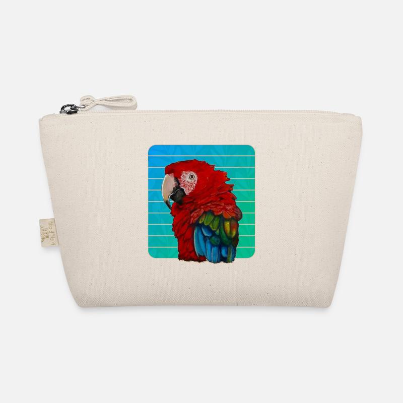 Red Macaw Parrot Gouache Painting Organic Pouch