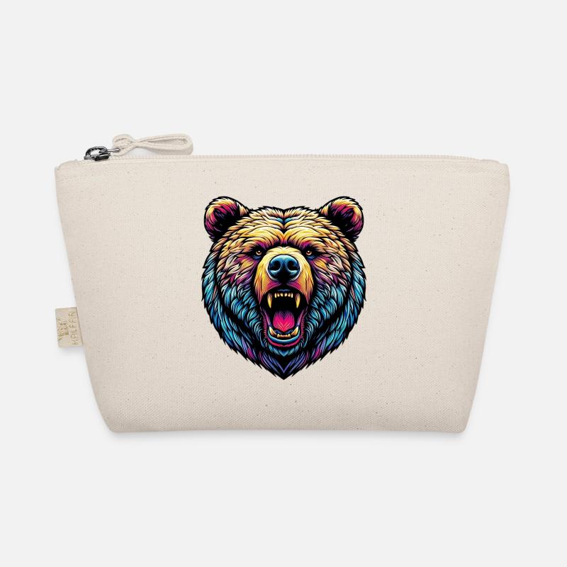 Angry Ferocious Bear - Organic Pouch - nature