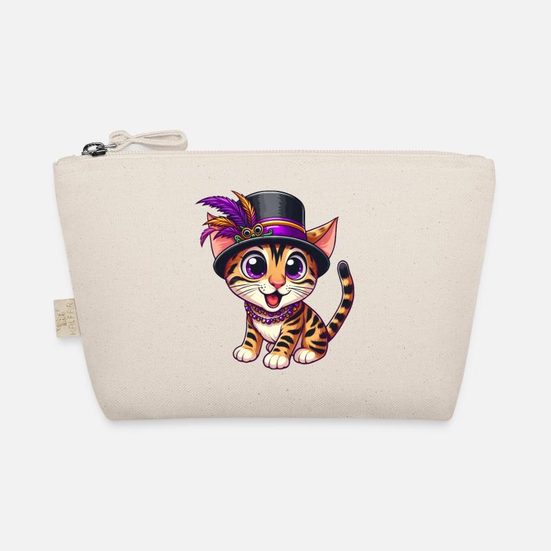 Cute Comic Bengal Cat Mardi Gras Organic Pouch