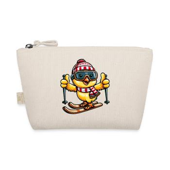 Huhn & Küken Ski Cartoon Winter - Bio-Täschchen - Natur - Vorne