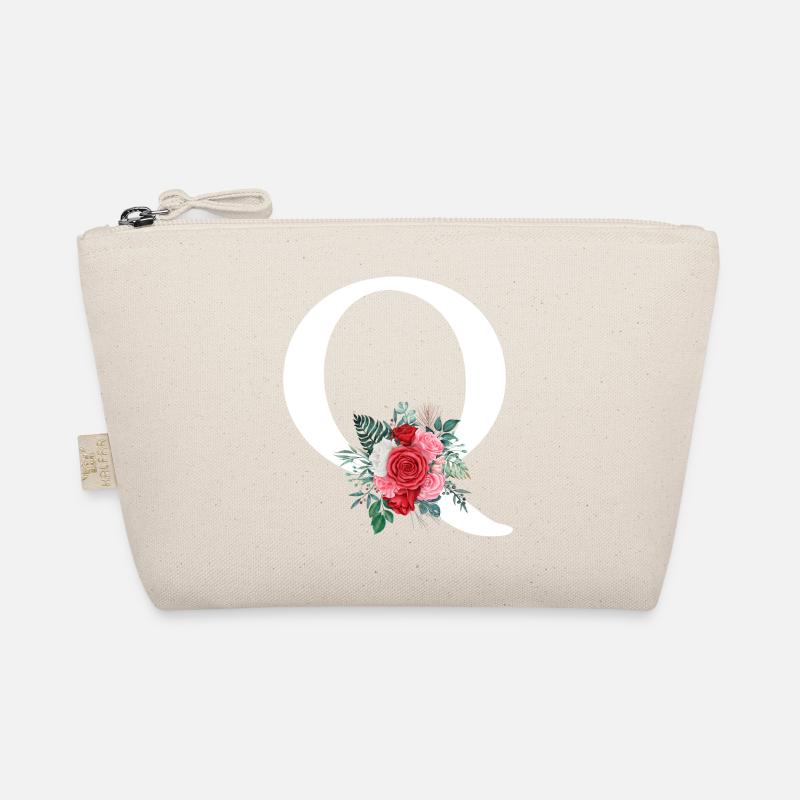 Roter Blumenbuchstabe Q Bio-Täschchen