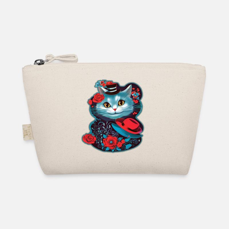 Cute cat with hat and roses Organic Pouch
