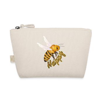jaune Happy lettrage avec abeille dessinée à la main - Trousse biologique - nature - Devant