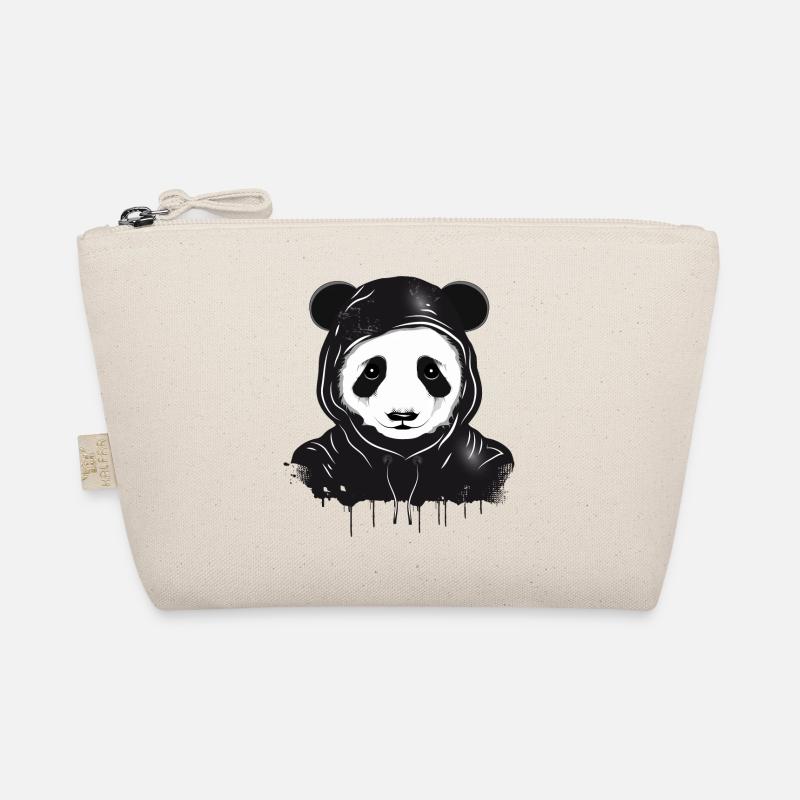 witziger Panda Bär Kopf mit Hoodie Kapuze Bio-Täschchen