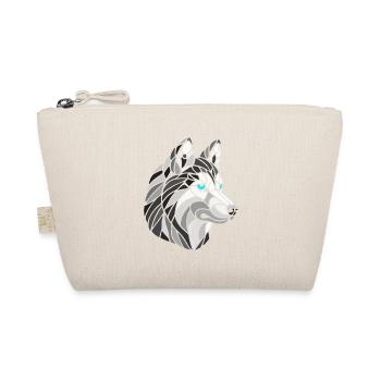 Black and White Husky with Blue Eyes, Geometric - Organic Pouch - nature - Front