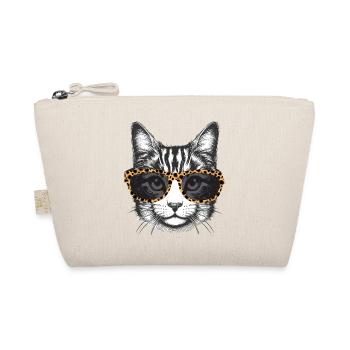 Portrait of a cat with leopard look glasses - Organic Pouch - nature - Front