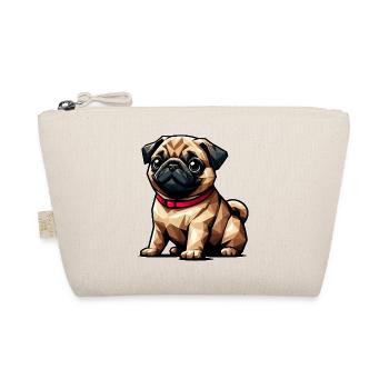 Geometrische Mopsdesign Hund Polygon Kunst - Bio-Täschchen - Natur - Vorne