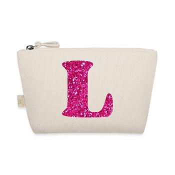 Glitzer rosa Buchstabe l - Bio-Täschchen - Natur - Vorne
