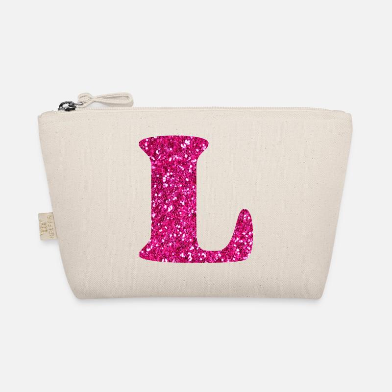 Glitter pink letter l Organic Pouch
