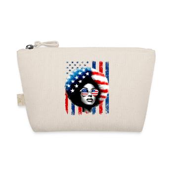 Black African American Women Patriotic Messy Bun - Organic Pouch - nature - Front