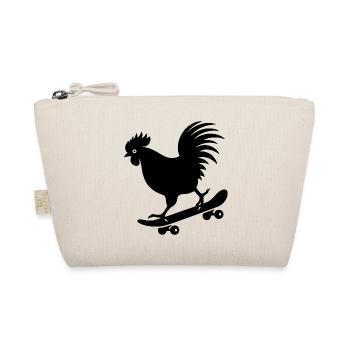 Chicken Rooster Hen Skateboard Skater Silhouette - Organic Pouch - nature - Front