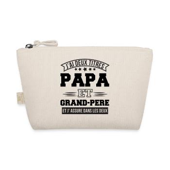 J'ai deux titres papa et papy cadeau fête des père - Trousse biologique - nature - Devant