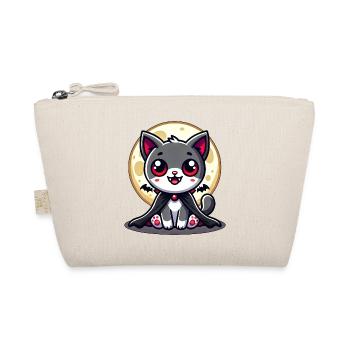 Cute Halloween Cat Vampire Bat Cartoon - Organic Pouch - nature - Front