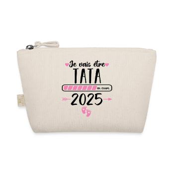 Je vais être tata en 2025 cadeau annonce naissance - Trousse biologique - nature - Devant