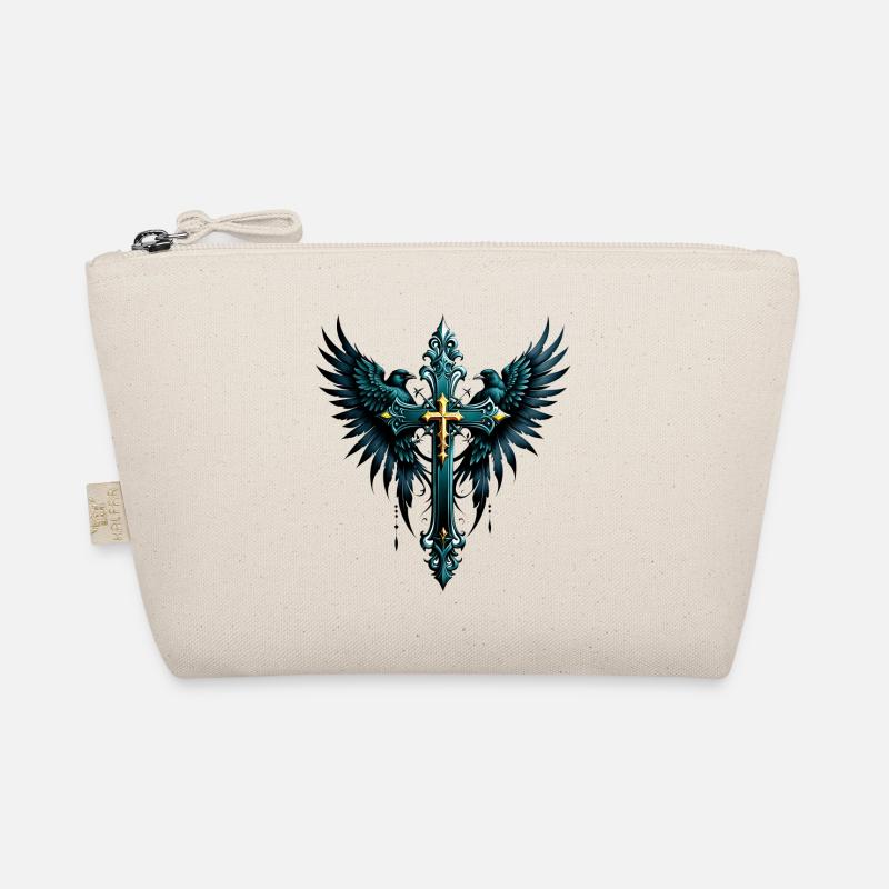 Croix gothique avec des éléments décoratifs et des oiseaux. Trousse biologique