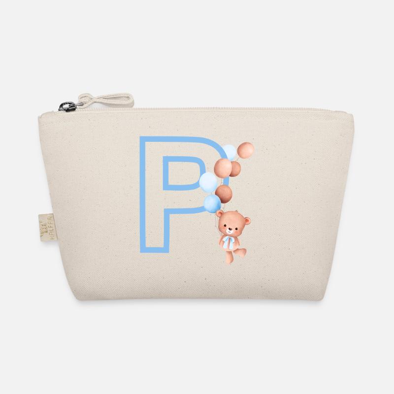 Blauer Buchstabe P Bär Bio-Täschchen