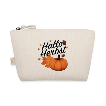 Hallo Herbst Begrüßung Kürbis Orange Halloween - Bio-Täschchen - Natur - Vorne